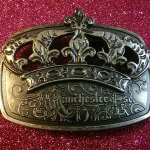 Carved Manchester Crown snap belt thick buckle